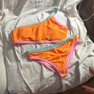 SHEIN Orange and Pink Bikini Set